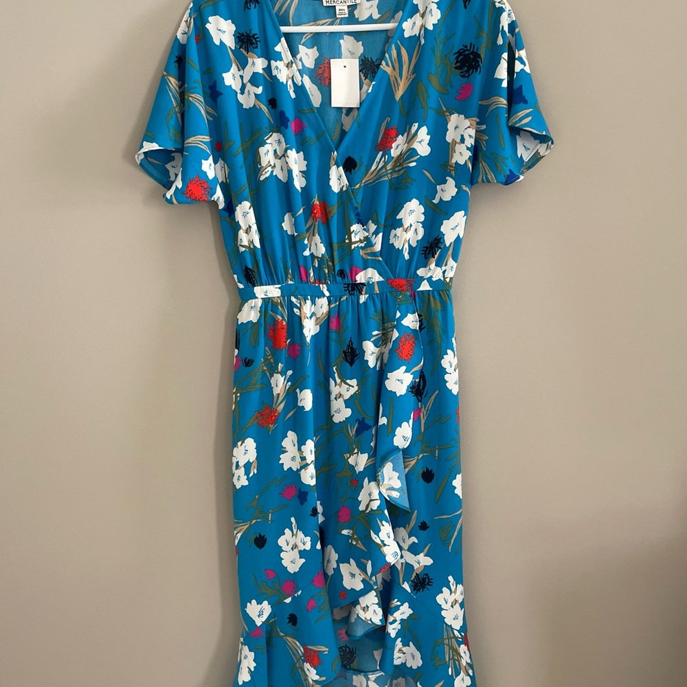 J. Crew Blue Floral Midi Dress